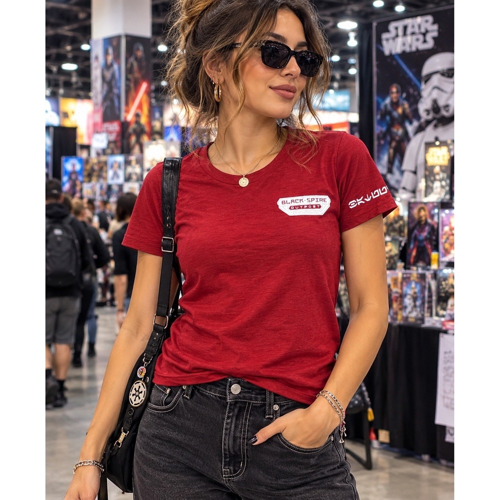Star Wars Black Spire Outpost Logo Red Scoop Neck Short Sleeve Woman T-Shirt